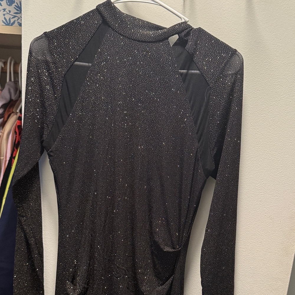 Sparkling Black Long Sleeve Dress